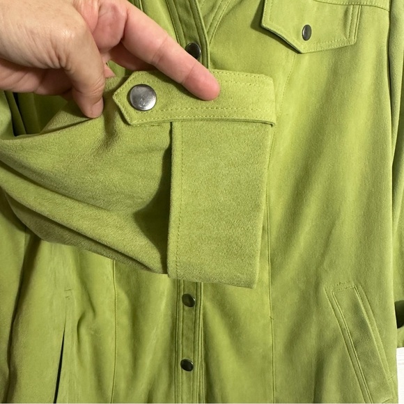 JM Collection size 1X green suede-feel jacket, soft, spring, autumn, fall - Picture 4 of 11